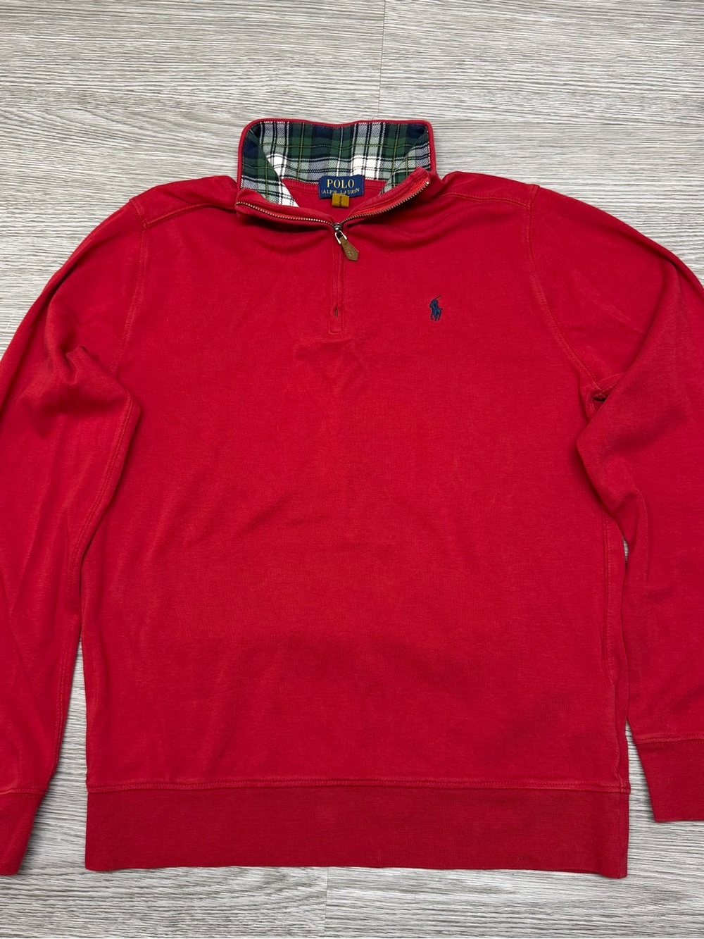 Polo Ralph Lauren Polo Quarter Zipper Pullover Sweater Res Plaid Collar Youth XL